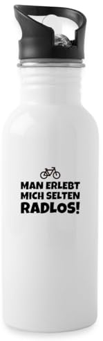 Man Erlebt Mich Selten Radlos Spruch Fahrrad Wasserflasche mit Strohhalm