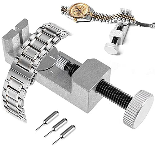 Watch Link Removal Tool Kit, Portable Watch Band Pin Remover with 3 Extra Punch Pins for Strap Adjustment, Resize Shortening Tool, Bracelet Chain Pin Remover, Watches Adjuster, Watches Hammer