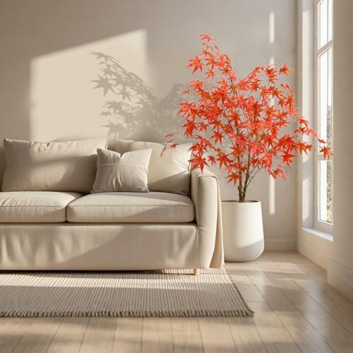 DanLink Künstliche Pflanze Ahornbaum, 120 cm Japanischer Ahorn Baum Kunst Pflanze Wie Echt Im Topf Innendekoration für Zuhause, Hochzeit, Party, Garten, BüRo Dekoration