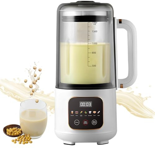 Macchina automatica per latte di soia 7 in 1, multifunzione, 1500 ml, con 16 lame, a basso rumore, con timer 24 ore, avvio ritardato/mantenimento caldo