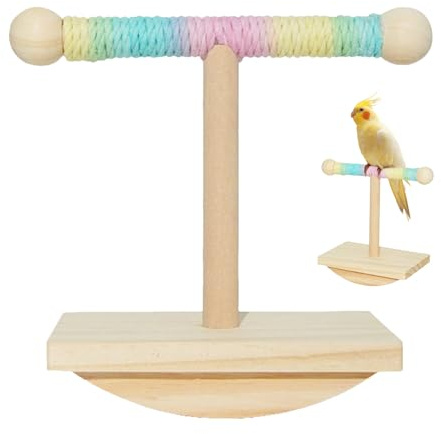 Perroquet perche - Support pour perche à oiseaux - En bois anti-glissement - Station de repos multifonction pour perroquet - Perche pour Meuse - Perruches ondulées, cockatiels, conures, accessoires