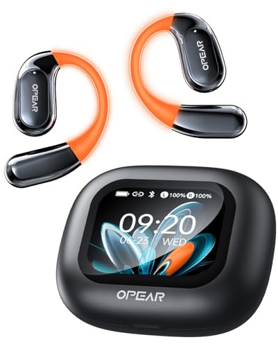 NE27 AI Übersetzer Kopfhörer in Echtzeit, Übersetzungskopfhörer für 134 Sprachen mit LCD Touchscreen, Open Ear Sprachübersetzer Kopfhörer, Kompatibel mit iOS & Android für Reisen, Business, Lernen