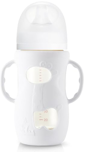 de silicona para biberones, protección para biberones con asas dobles, silicona sin BPA, antiroturas, fácil agarre para niños, autoalimentación y uso diario