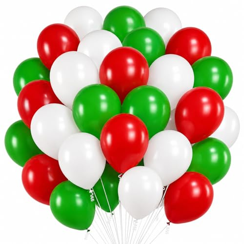 Fesnova Italienische Deko,30 Stück Luftballons Weihnachten in Rot, Weiß und Grün,12 Zoll,für Party Sportwettbewerb Fußballspiele Parade (Italien),Party Deko