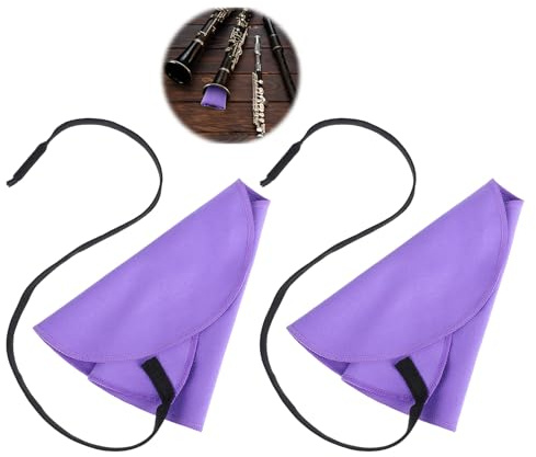 2-Pack Clarinet Swab, Lint-Free Super Soft Cleaning Cloth for Flute, Piccolo, Saxophone - Moisture Absorbent Inside Tube Cleaner (Purple)