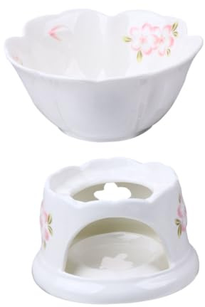HIAKDOFT Pentola per Sciogliere Cioccolato e Formaggio in Ceramica Bianca Fornello Fonduta Multifunzionale per Dolci e Burro Accessorio da Cucina Compatto e Resistente