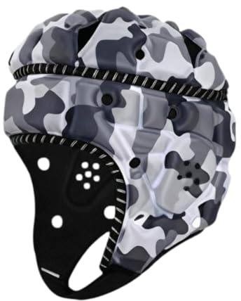 FewNvWa Casco da Rugby, Copricapo Imbottito Morbido Antiurto, Berretto Sportivo da Mischia, Casco da Calcio per Allenamento E Partita di Football Americano, Nero Bianco