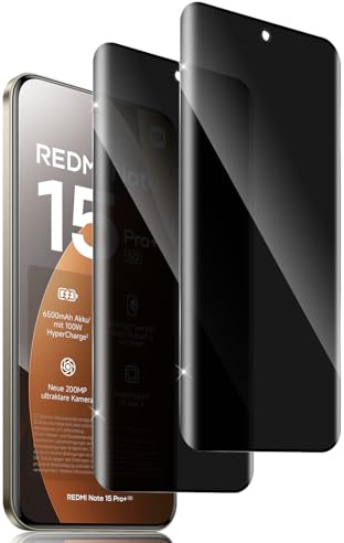 Holilo Privacy Pellicola Protettiva per Xiaomi Redmi Note 15 Pro Plus/Note 15 Pro+ 5G, 2 Pezzi Anti Spy in Vetro Temperato, Pellicola Durezza 9H Protezione Schermo Sensibile Anti-Graffio