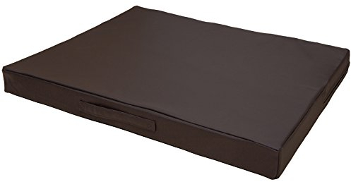 CopcoPet Hundematte Jumbo Dunkelbraun 90 x 70 x 8 cm – Robustes Kunstleder – Waschbar, abwaschbar, rutschfest & pflegeleicht – Für kleine Hunde, Wohnung, Garten, Transportbox, Camping – Extra dick