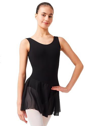 tanzmuster Ballettkleid Mädchen ärmellos - Minnie - EU Gr. 92-170 - weiche Baumwolle - Chiffonröckchen - Ballett Trikot für Kinder