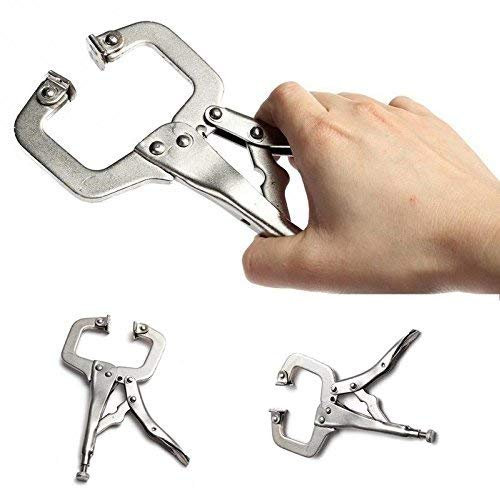 BSGP Woodworking Vise - 6 Alloy Steel C Clamp Vise Grip Locking Welding Quick Pliers Pincers Tongs Forceps Wood Tenon - Small Clamps Woodworking Vise