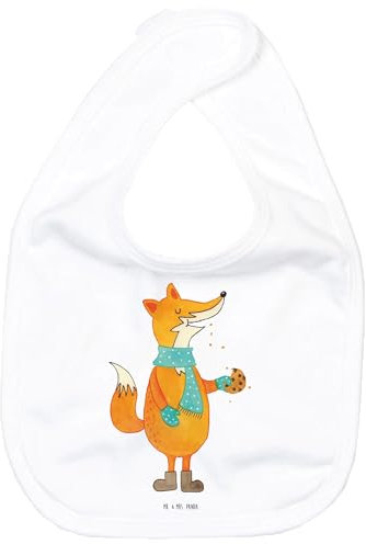 Mr. & Mrs. Panda Organic Babylätzchen Fuchs Keks - Geschenk, Weihnachtsliebe, Baby Halstuch, kalt, Baby Lätzchen, Küche Deko, Füchse, Lustiges