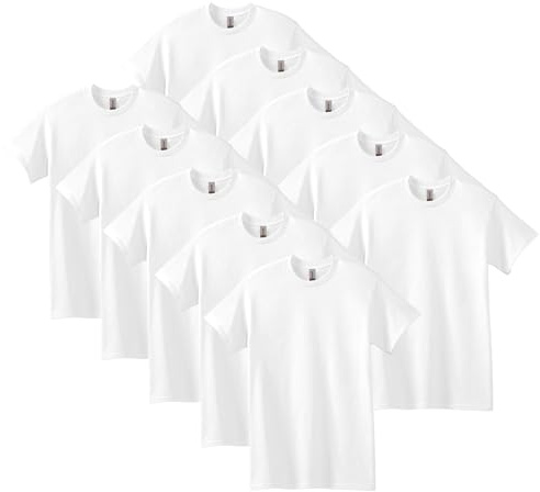 Gildan Mens Heavy Cotton T-Shirt, Style G5000, Multipack, White, Small US