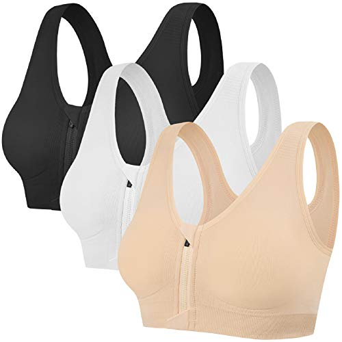 Tuopuda Women's Sports Bra - Zip Front, High Impact, Wireless, Cross Back Support with Removable Pads - Yoga & Workout Fitness Bra