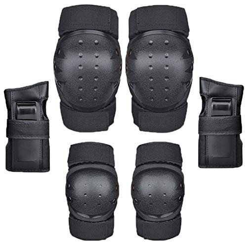 YOUCAI Kinder & Erwachsene Knieschoner Set Outdoor Sport Schutzausrüstung Protektore Ideal für inliner Skateboard Fahrradfahren Skateboarden Schwarz M