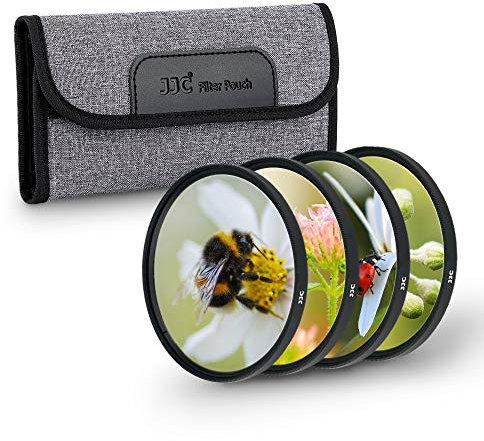 JJC Kit de 4 filtres Macro 49 mm (+2,+4,+8,+10) avec Pochette pour Filtre d'objectif Canon Nikon Sony Pentax Olympus Fuji DSLR