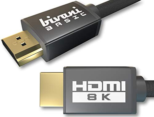 bivani 8K HDMI 2.1a Kabel - 1 Meter 48 Gbps HDMI Kabel - bis 10K, 8K@60HZ, 4K@120HZ - HDR10+, eARC, VRR, HDCP, CEC, Highspeed Ethernet - PS5 & Xbox Series X Ready - Nylon-Mantel - Basic-Series - 1M
