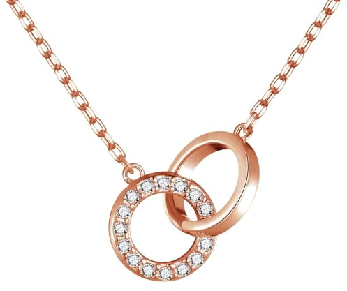 Philip Jones Rose Gold Plated Circle Link Necklace Created with Zircondia® Crystals