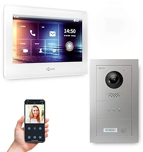Goliath Hybrid | 2-Draht Bus | Full-HD Video Türsprechanlage | App | 1-Fam | 1 x Full-Touchscreen 7 | Aluminium Unterputz Türstation | + Feedback Modul | 180° Ultra-Weitwinkel | AV-BUS-512