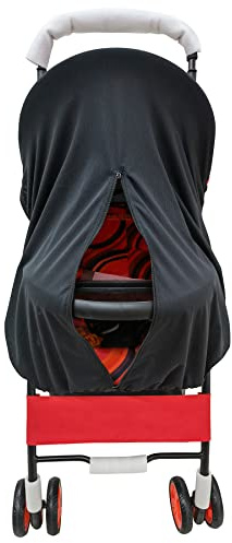 Sun Shade for Baby Strollers (0-6m), UV Sun and Sleep Shade Universal Fit for Baby Travel Size Strollers, Blackout Stroller Cover, Breathable and Stops 99% of The Sun's Rays (UPF50+) Black