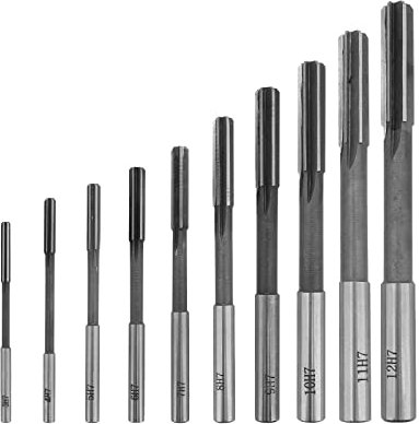 DingGreat 10 Stück Reibahlen-Set, HSS H7 Gerader Flöte Reibahle Maschineschneider, 3/4/5/6/7/8/9/10/11/12 mm, für die Bohrungsbearbeitung, eingebaut in Bohrmaschine, Fräsmaschine usw
