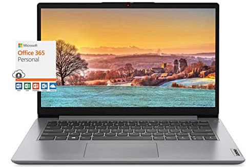 Lenovo IdeaPad 1i Laptop 14 HD Display, Intel Pentium Silver N5030 Processor(4-Core, up to 3.1 GHz), 4GB RAM, 128GB NVMe SSD + 128GB eMMC, 10Hr Battery Life, Win 11 S w/1 Year Microsoft 365