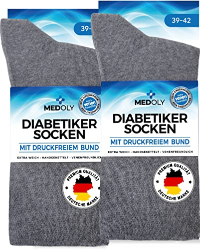 Diabetikersocken (6 Paar) ohne Gummibund, mit 97% Baumwolle, für Damen & Herren - Socken ohne störende Naht, Diabetiker Socken ohne Bund