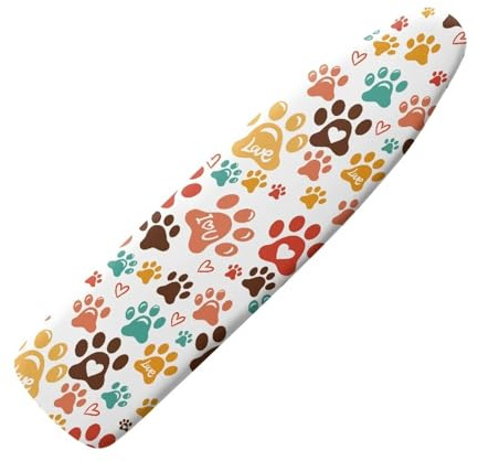 doginthehole Ironing Board Cover Dog Paw Print Stretchy Ironing Board Cover and Pad with Elastic Edges Non-Slip Thick Iron Board Cover Protective Sleeve for Ironing Board