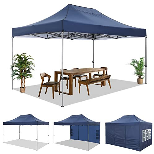 COBIZI Pavillon 3x4,5 wasserdicht stabil Winterfest, Pavillon 3x4,5 Faltpavillon 3x4,5 Partyzelt, Gartenpavillon UV Schutz mit 4 Seitenteilen Festival Partyzelt Sonnenschutz Pavillon, Dark Blue