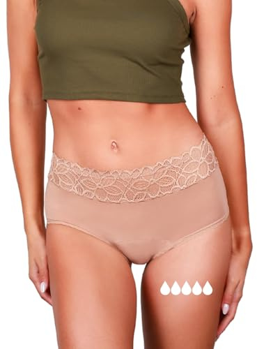 Taynie Deluxe extra stark Periodenunterschwäsche Damen, Periodenunterwäsche, ersetzt bis zu 4 Tampons, Starke Blutung, Bio-Baumwolle, PFAS-frei, biozidfrei, 60°C waschbar, Menstruationsunterwäsche