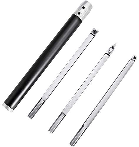 Outils de tournage du bois pour tour, ensemble de 3 pièces, outils de tour en carbure avec forme de diamant, fraises rondes et carrées, ciseaux de tour remplaçables avec une poignée, outils de to