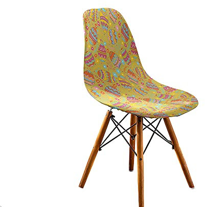 Hiseng Ostern Stuhlhussen, Schalenstuhl Bezug, Stretch Stuhlbezug für Skandinavische Stühle, Waschbar Hussen für Stühle, Stuhlbezüge für Hotel, Restaurant, Hochzeit, Deko (8 Stücke,Kamel)