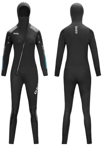 LEIDIMUS 3Mm Neoprenanzug Mit Kapuze Für Damen Und Herren, Ganzkörper-Tauchanzug Mit Frontreißverschluss, Der UV-Schutz Und Wärme Bietet, Geeignet Für Freitauchen, Schnorcheln, Surfen, Kanufahren