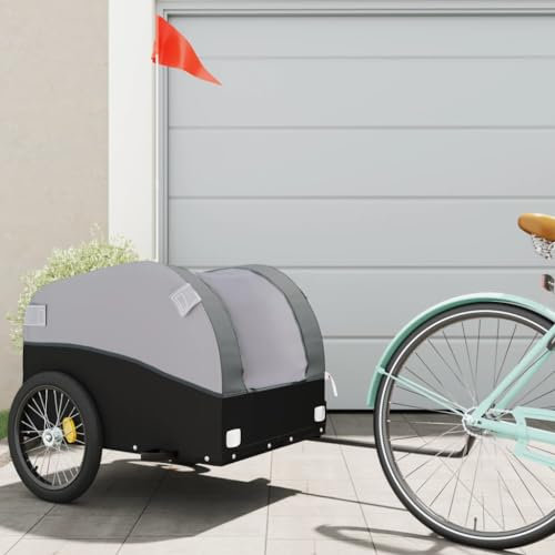 ZEYUAN Lastenanhänger für Fahrrad Schwarz und Grau 45 kg Eisen, Fahrradanhänger, Lastenanhänger Fahrrad, Anhänger Fahrrad, Lastenanhänger Für Transport - 94126