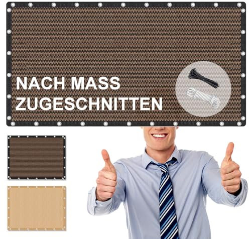 HaiTaoSy Sichtschutz Terrasse HDPE 100x350cm, Balkon Sichtschutz Ohne Bohren, Balkonverkleidung Kunststoff UV-Schutz, Balcony Privacy Screen,für Balkongeländer,Terrasse & Garten, Braun