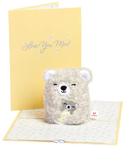 Lovepop® Plüsch-Pop Mama Bär Grußkarte Muttertagskarte Mutter Muttertag Geburtstag | 3D Pop Up Karte mit Plüsch-Figur | inkl. Umschlag | Versteckfach für Geld & Gutscheine