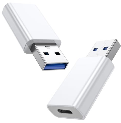 MOSWAG Adaptateur USB C vers USB, Adaptateur USB C vers USB Mâle 3.0,Type C vers USB Double 5Gbps Charge Rapide pour PC, Ordinateur Portable, Apple Watch, iPhone Pro Max