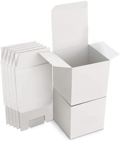 15 Stk Geschenkboxen Kraftpapier Weiß, 8 x 8 x 8 cm Karton Schachteln, Pappschachteln mit Deckel, Geschenkbox Quadratisch für Geschenke, Party, Geburtstag, Hochzeit