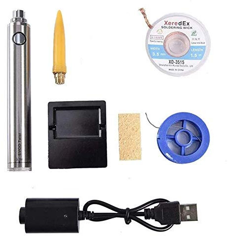 5V 8W Mini Solder Iron Pen Welding High Energy Efficiency Professional Tool Kit Set USB Charging Soldering Iron with Strong Suction Tin Line Tin Wire Rosin Soldering Stand Sponge Welding