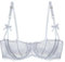 HLYLDL Women's Plus Size Lace Balconette Bralette Bra Push Up Underwire See Through Half Cup Bras White