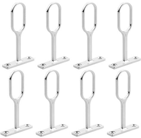 WUSJCOF 8 Piezas Barra de Armario Ovalada Soporte de Pared y Montaje en Techo Tubo de Acero Cromado para Armarios Extensible (17x31mm) (Cromado)