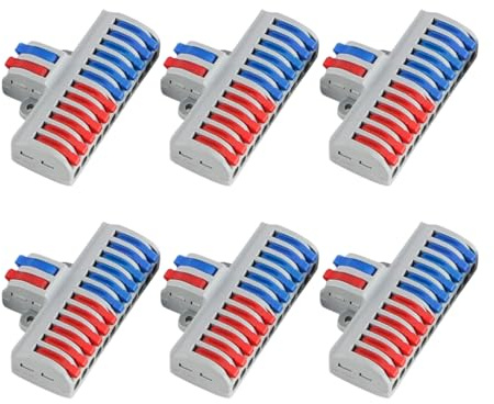 Tiardey 6 Pieces Cable Connection Clamp with 2 Pure 12 Out Terminals and Lever Compact Pluggable Terminals for Circuit Inline Wire Connections