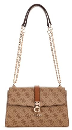 GUESS Zamira Convertible Xbody Flap Bag Latte Logo