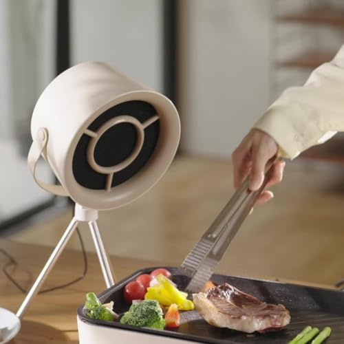Campana extractora de escritorio para el hogar, campana extractora portátil, filtro desmontable, bajo ruido, para el hogar, cocina, barbacoa interior, barbacoa interior, campamento (blanco)