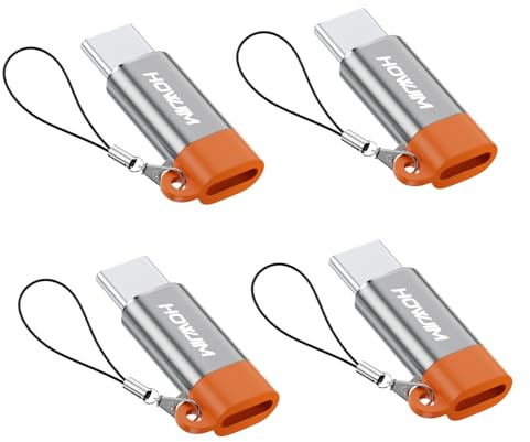 HOWJIM 8-Pin auf USB C Adapter 4 Stück,27W PD Schnellladung für Phone 16 17 | Datenübertragung,8-Pin Buchse auf USB C Stecker für Phone 15 Pad Pro Android,Anti-Lost Loop,Nicht für Kopfhörer/OTG Grau