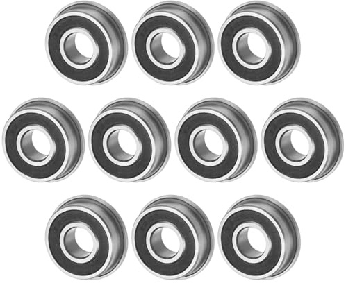 M METERXITY 10-Pack Flanged Ball Bearing F696-2RS 6x15x5mm | Double Rubber Shielded, Chrome Steel GCr15, for Wheelbarrow, Printer, Fax Machines, Power Tools