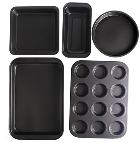 Plaque de cuisson chauffée uniformément, moule à gâteau sans déversement, ensemble de 5 pièces de plaques de cuisson, moule à gâteau antiadhésif en acier au carbone for ensembles de boulangerie de cui