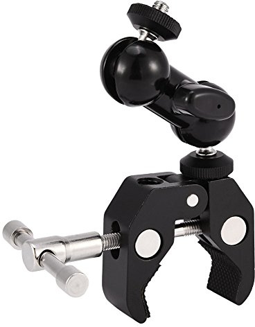 CHICIRIS Montaje de Brazo de Doble Bola de Servicio Pesado para Cámaras, Soporte de Bola de Brazo Mágico Anti-rominación con Abrazadera Ajustable, Color Negro