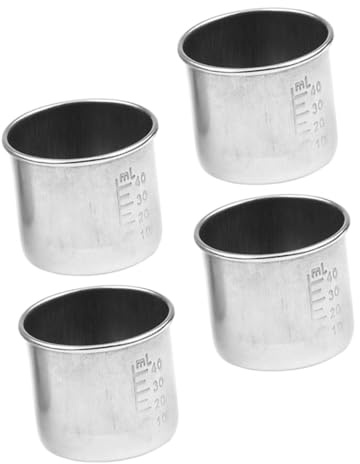 DEARMAMY Set 4 Bicchieri Misurino per Medicinali in Acciaio 304 da 40Ml Misurino Multifunzionale Graduato Portatile per Uso Domestico e Laboratorio Resistente alla Corrosione