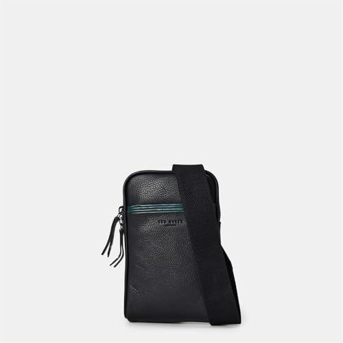 Ted Baker Unisex Stripe Leather Phone Carrier Black One Size